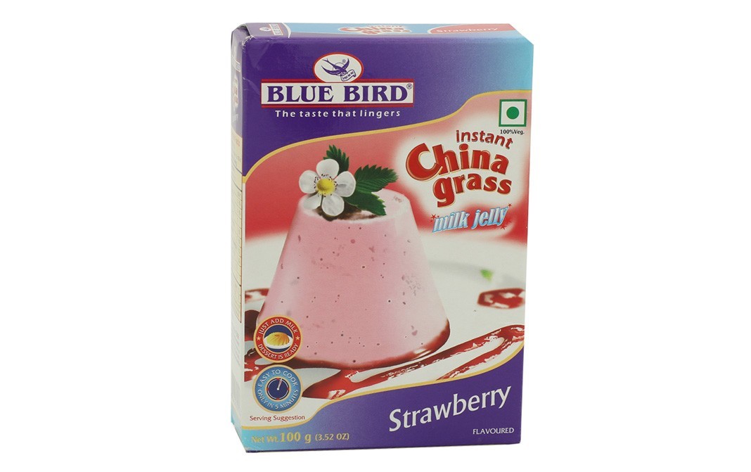 Blue Bird Instant China Grass Milk Jelly, Strawberry Flavoured   Box  100 grams